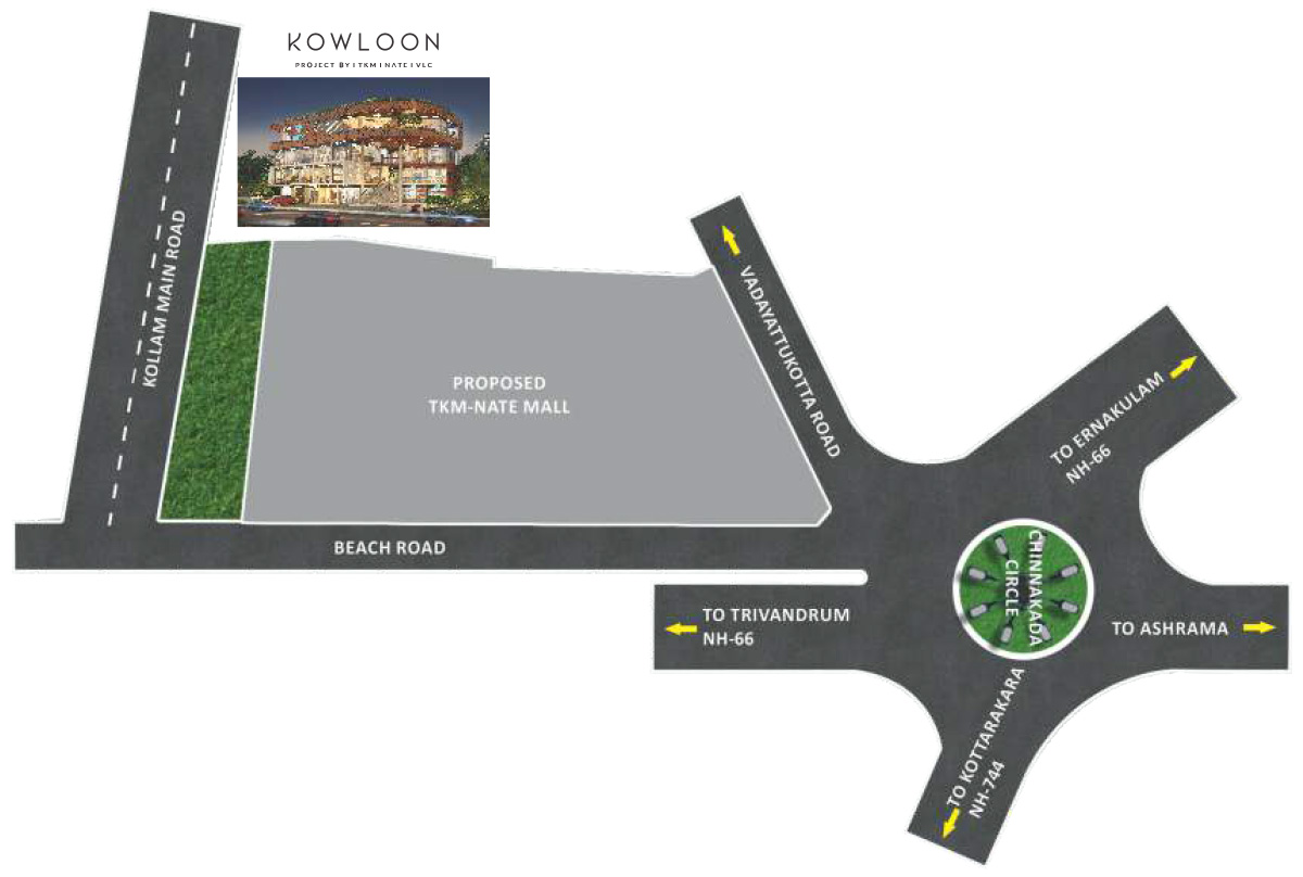 nate projects, Kowloon, Kollam, location map